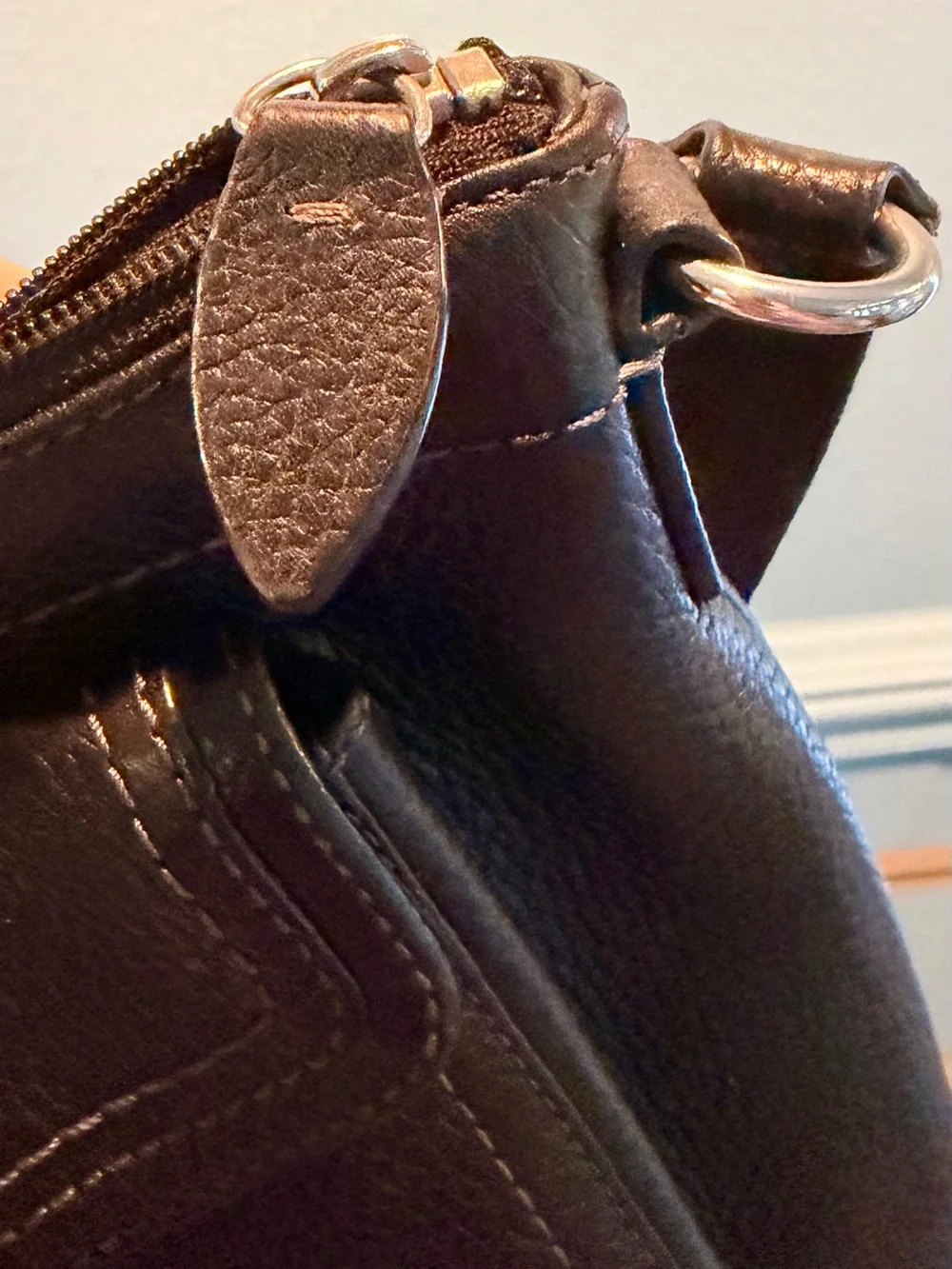 Coach Dark Brown Pebbled Leather Shoulder Bag with Front Turn-Lock